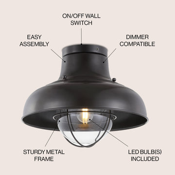Cameron 13" Metal LED Semi Flush Mount - JONATHAN Y